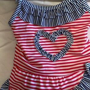 Striped Heart Ruffle swim suit